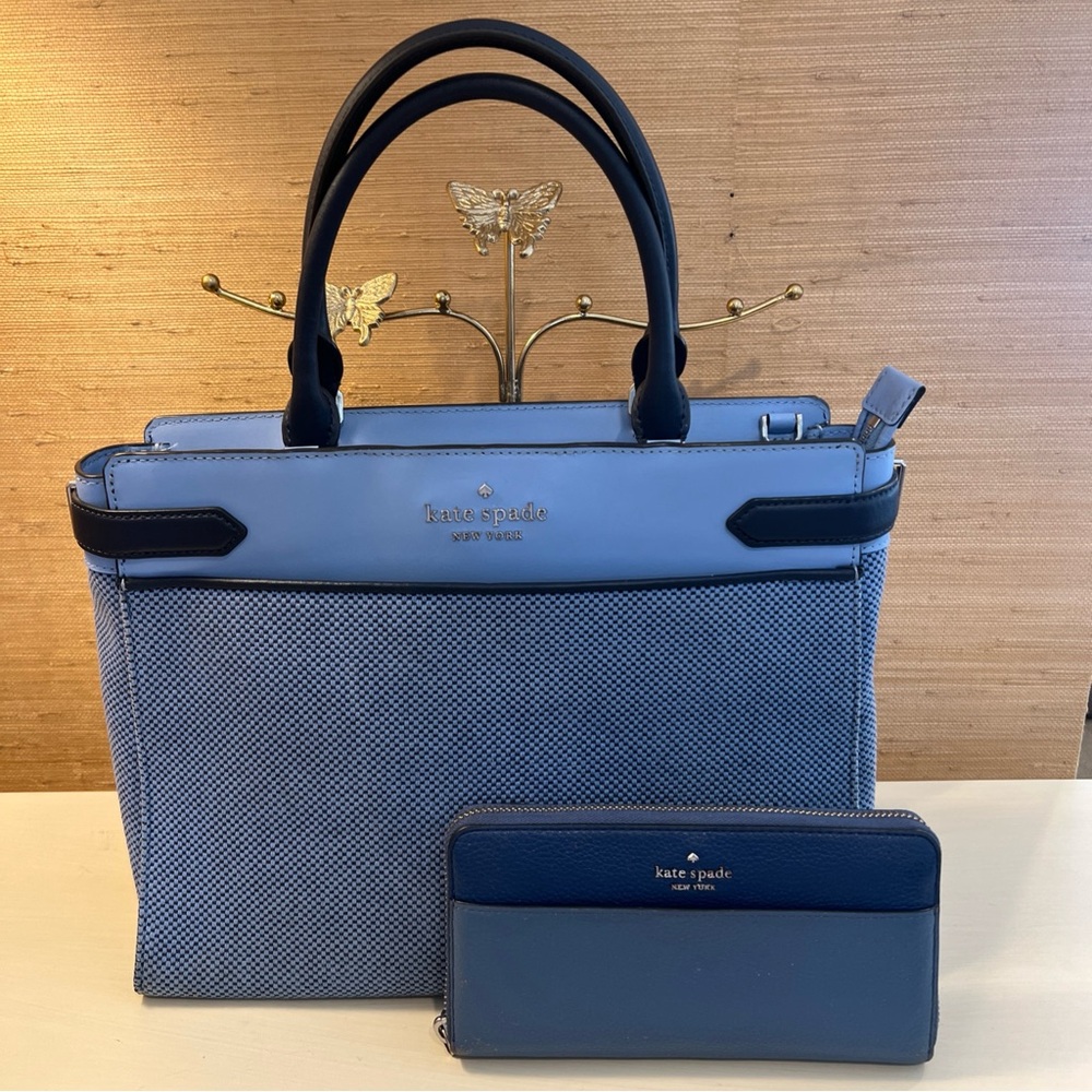 Kate Spade Navy and Sky Blue Tote with Wallet